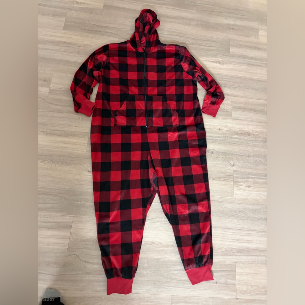 Torrid Red and Black Plaid Pajama Onesie